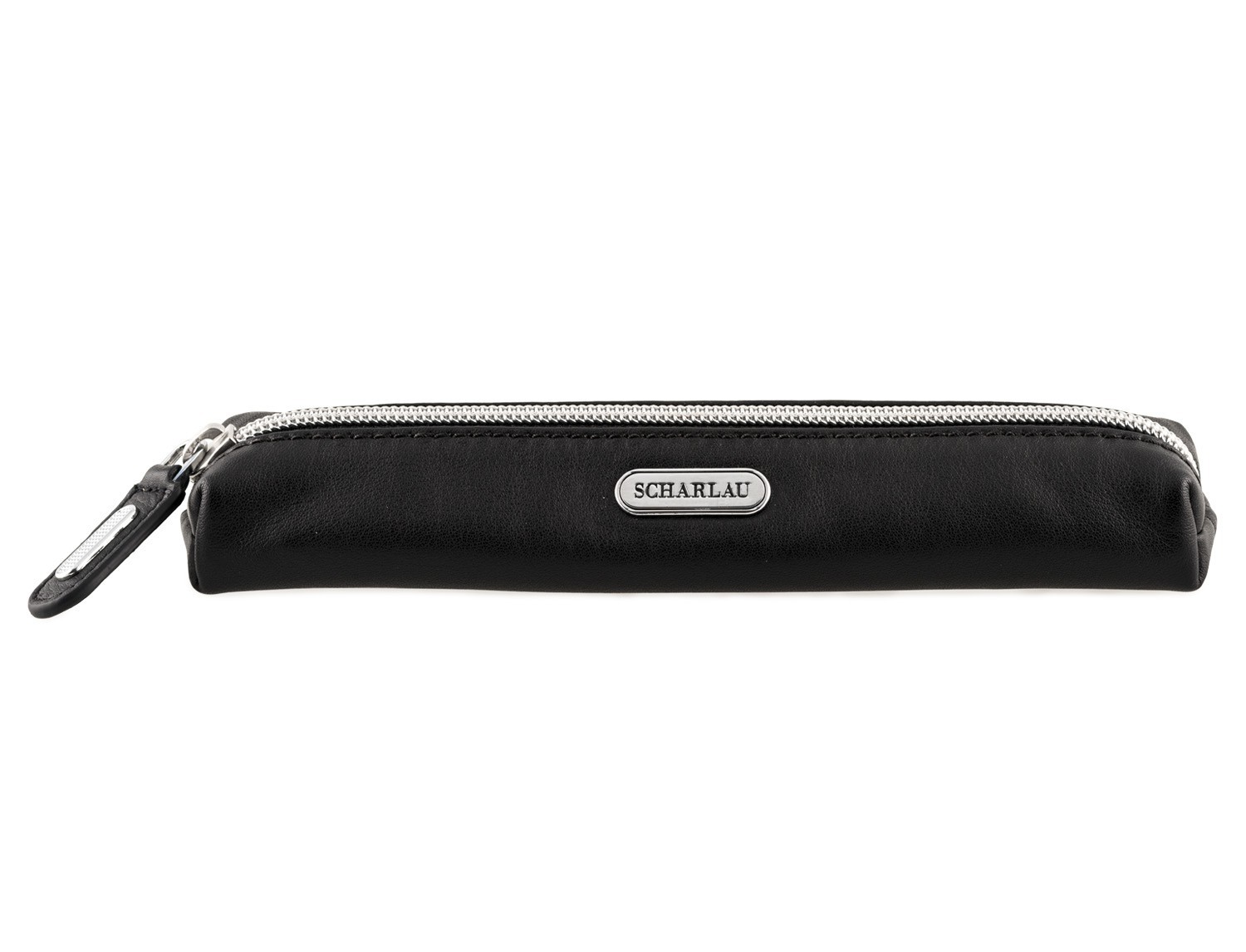 black leather pencil case front