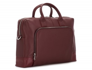 Leather briefbag in burgundy side