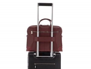 Leather briefbag in burgundy trolley