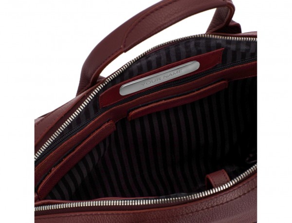 Leather briefbag in burgundy personalized