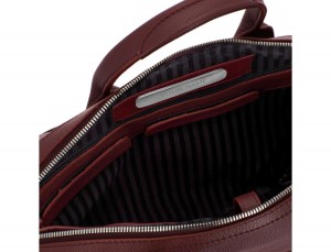 Leather briefbag in burgundy personalized