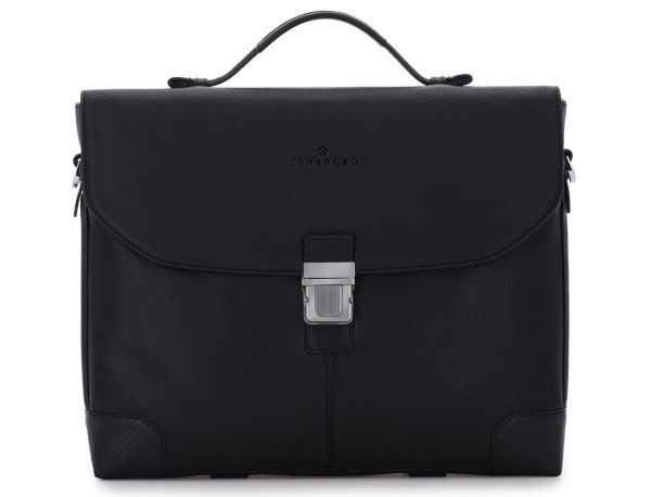 leather flap briefbag in black front