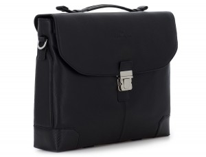 leather flap briefbag in black side