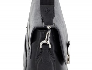 leather flap briefbag in black shoulder