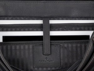 leather flap briefbag in black laptop