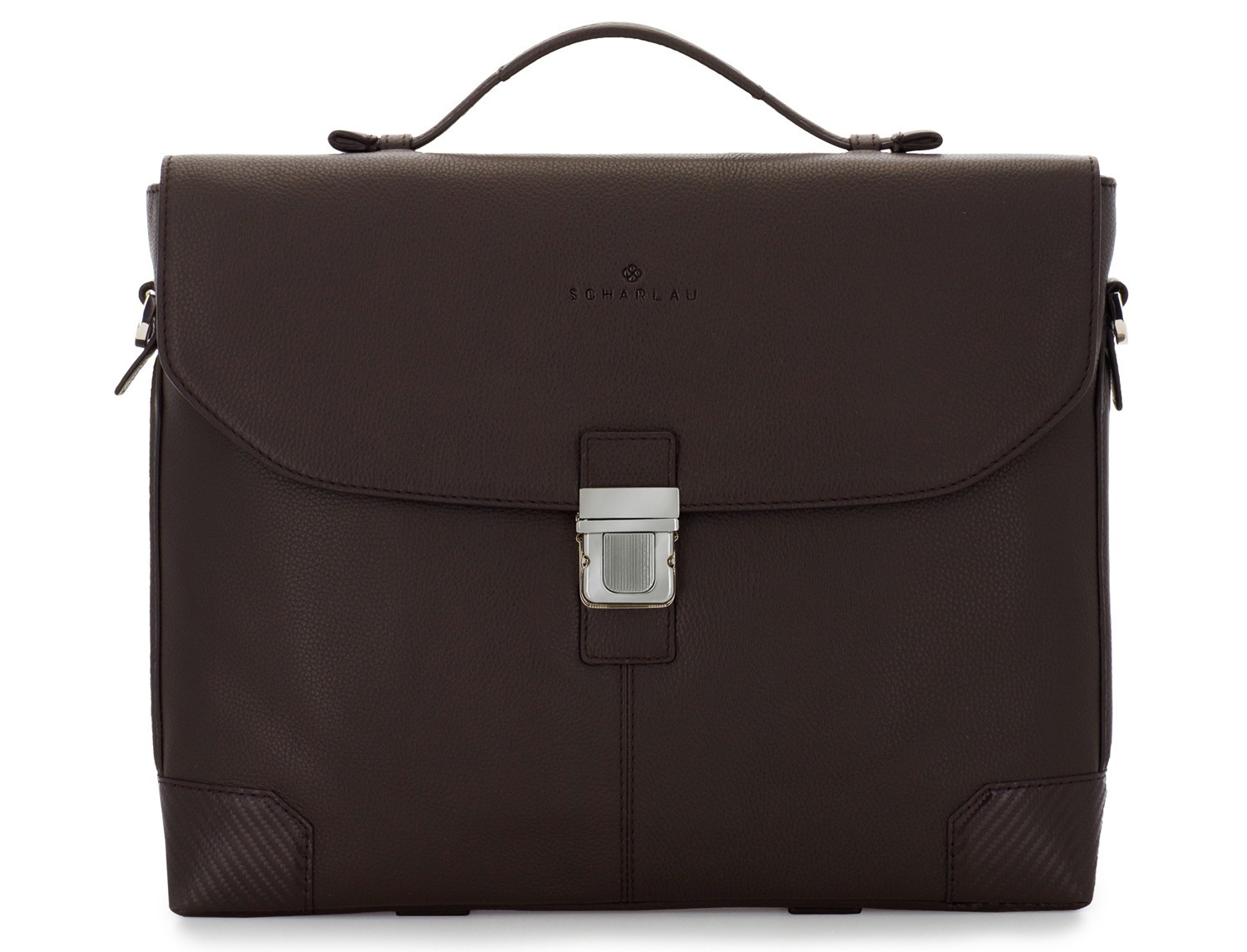 leather flap briefbag in brown front