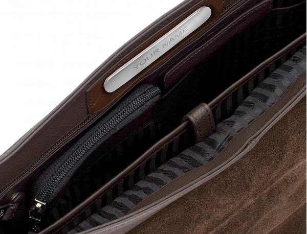 leather flap briefbag in brown inside