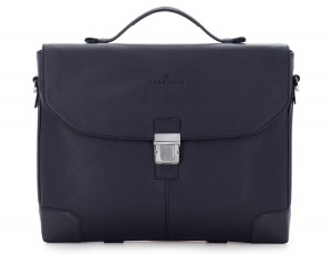 leather flap briefbag in blue front