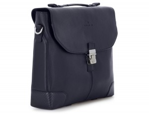 leather flap briefbag in blue side