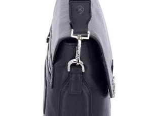 leather flap briefbag in blue shoulder