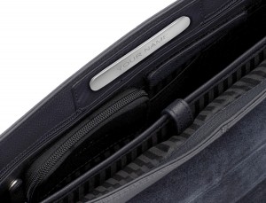maletín de cuero con solapa color azul personalizado