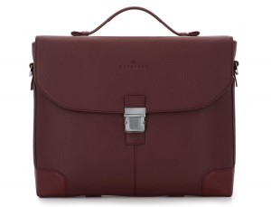 leather flap briefbag in burgundy front