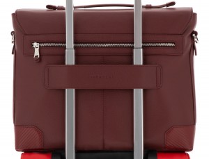 Cartella con patta in pelle bordeaux trolley