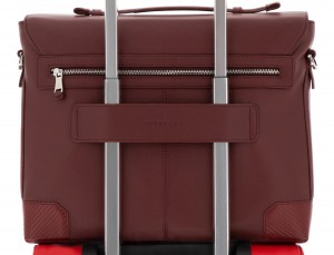 leather flap briefbag in burgundy trolley