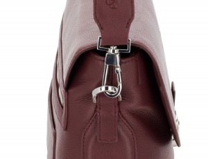 leather flap briefbag in burgundy shoulder