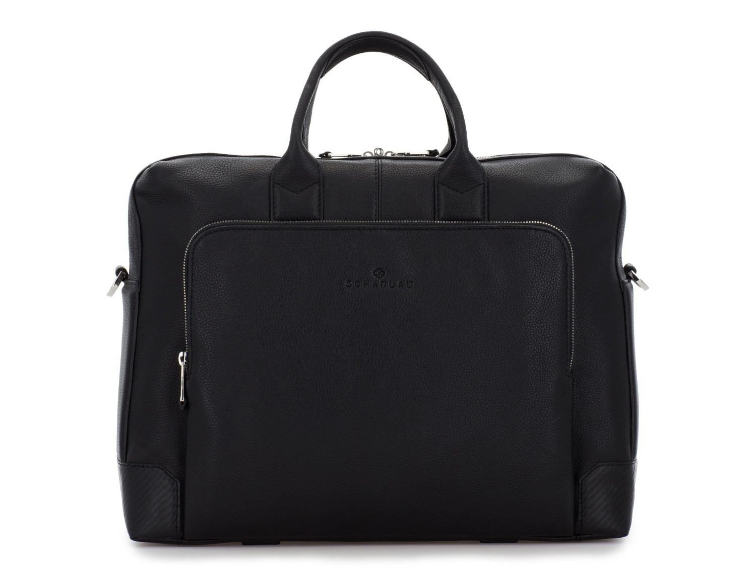 travel briefbag in leather black front
