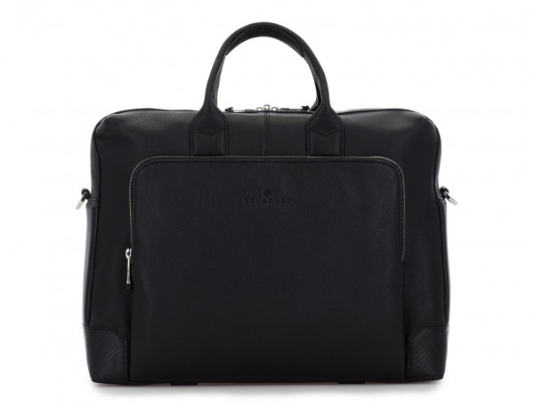 travel briefbag in leather black front