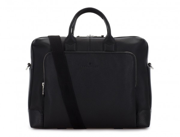 travel briefbag in leather black strap