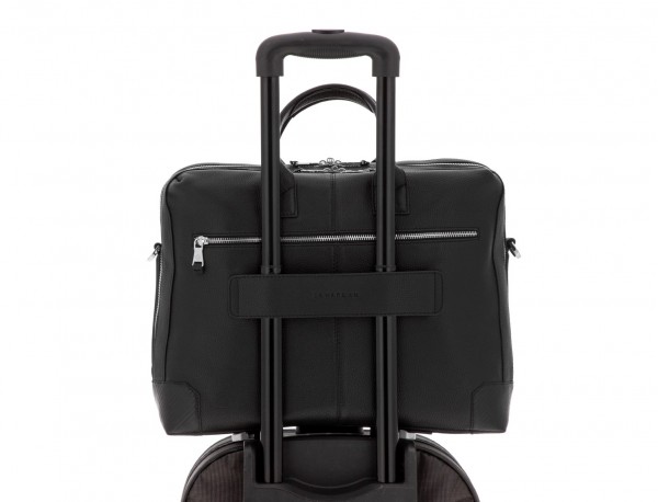 travel briefbag in leather black trolley