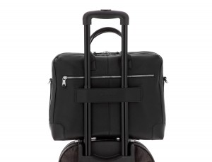 travel briefbag in leather black trolley