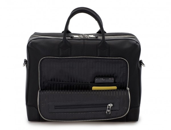 travel briefbag in leather black inside
