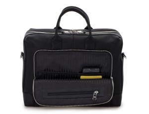 travel briefbag in leather black inside