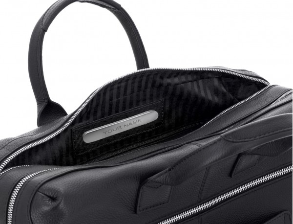 travel briefbag in leather black personalized