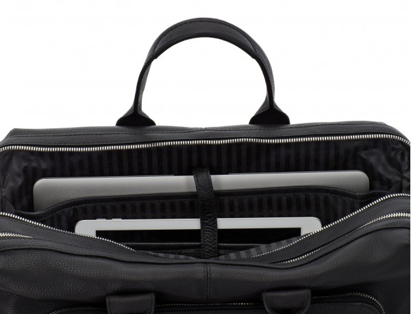 travel briefbag in leather black laptop