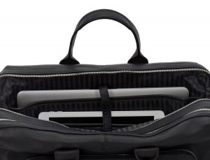 travel briefbag in leather black laptop