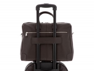 travel briefbag in leather brown trolley