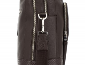 travel briefbag in leather brown detail