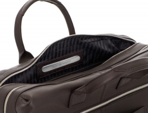 travel briefbag in leather brown personalized