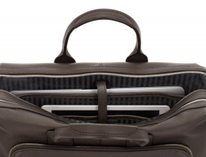travel briefbag in leather brown laptop