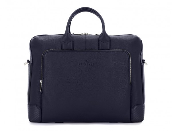 travel briefbag in leather blue front