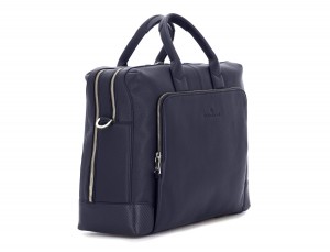 travel briefbag in leather blue side