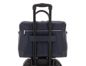 travel briefbag in leather blue trolley