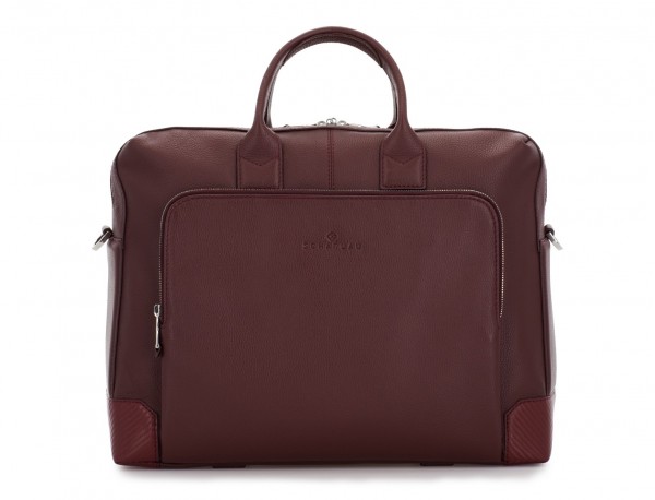 travel briefbag in leather blue burgundy front