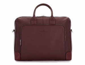 travel briefbag in leather blue burgundy front