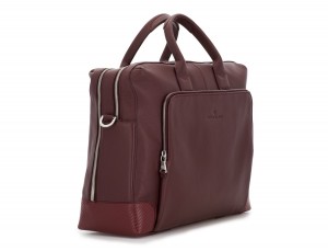 travel briefbag in leather blue burgundy side