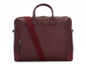 Cartella grande 2 scomparto in pelle per laptop in bordeaux strap