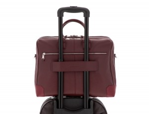 travel briefbag in leather blue burgundy trolley