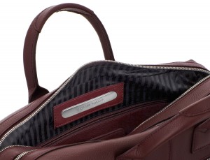 travel briefbag in leather blue burgundy personalized