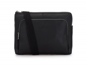 leather portfolio in black with strap