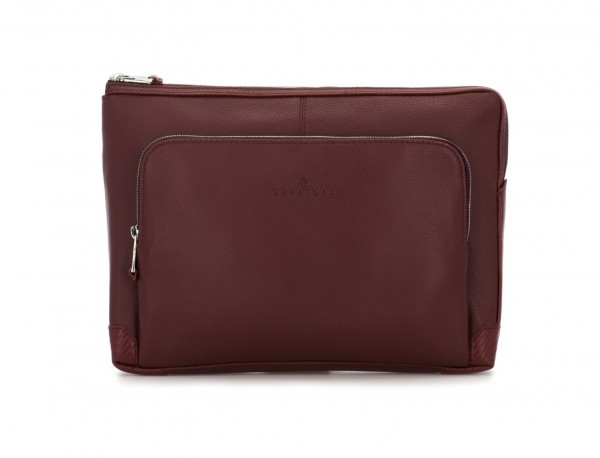leather portfolio in burgundy front