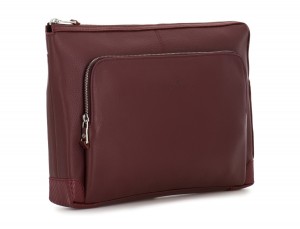 leather portfolio in burgundy side