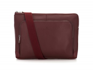 leather portfolio in burgundy strap