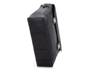 maletín de cuero con solapa negro base