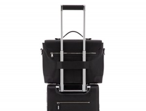 leather briefbag with flap in black trolley