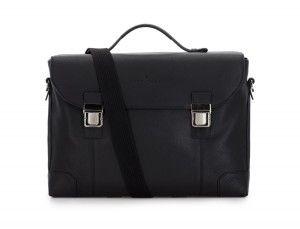 leather briefbag with flap in black strap