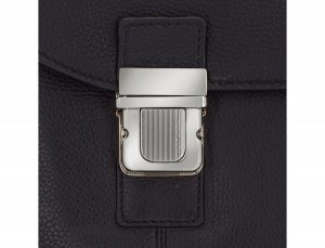 leather briefbag with flap in black cierre